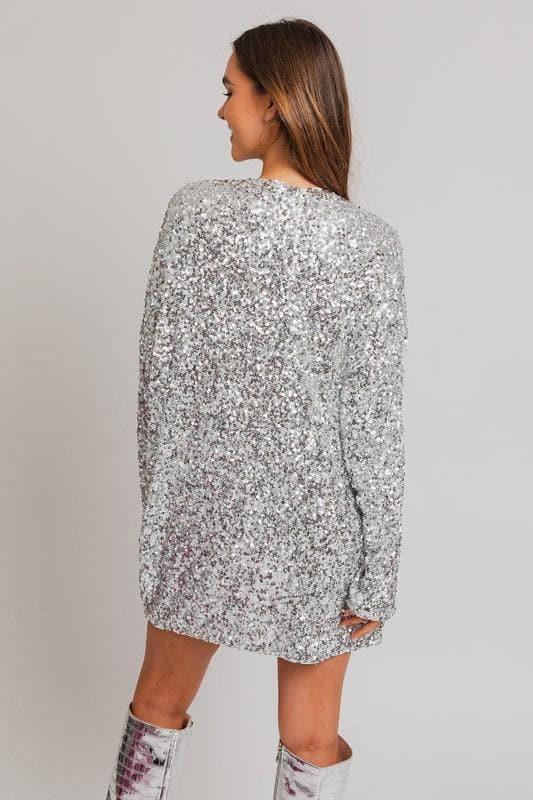 LE LIS Long Sleeve Sequin Mini Dress - SwagglyLife Home & Fashion