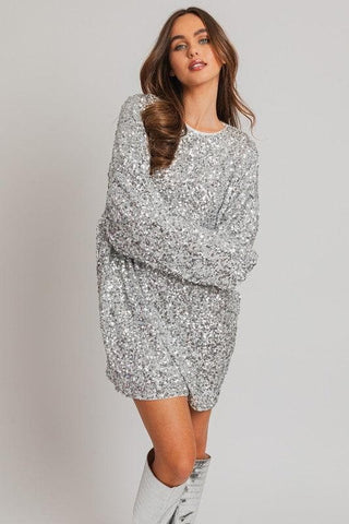 LE LIS Long Sleeve Sequin Mini Dress - SwagglyLife Home & Fashion