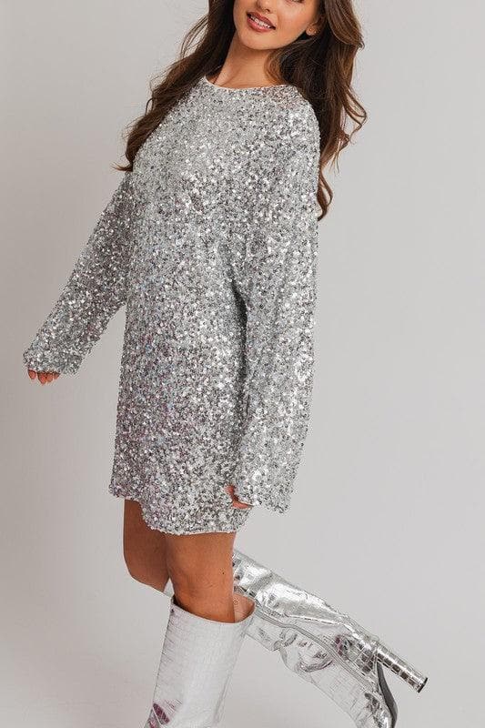 LE LIS Long Sleeve Sequin Mini Dress - SwagglyLife Home & Fashion