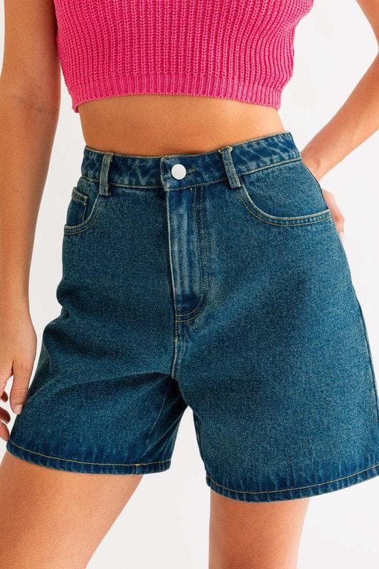 LE LIS Mid Length Denim Shorts - SwagglyLife Home & Fashion