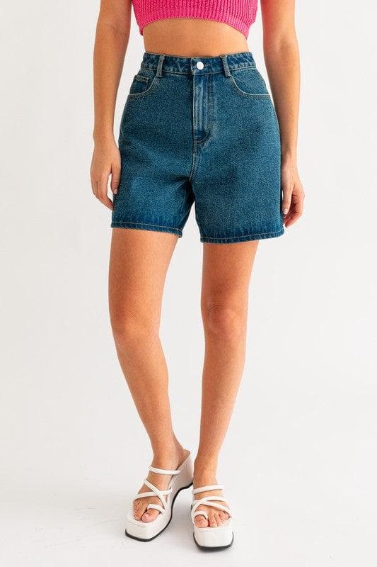 LE LIS Mid Length Denim Shorts - SwagglyLife Home & Fashion