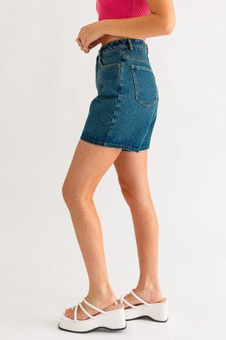 LE LIS Mid Length Denim Shorts - SwagglyLife Home & Fashion