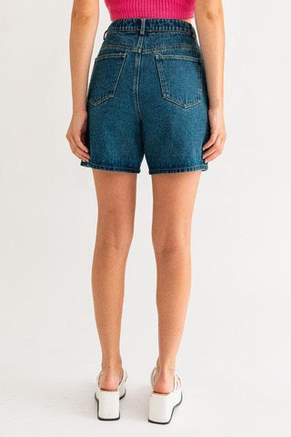 LE LIS Mid Length Denim Shorts - SwagglyLife Home & Fashion