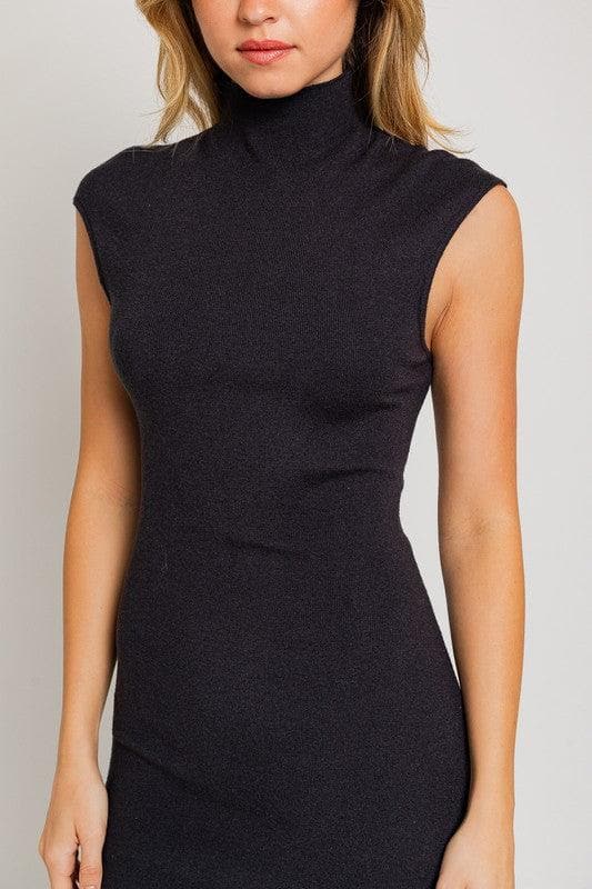 LE LIS Mock Neck Sweater Midi Dress - SwagglyLife Home & Fashion