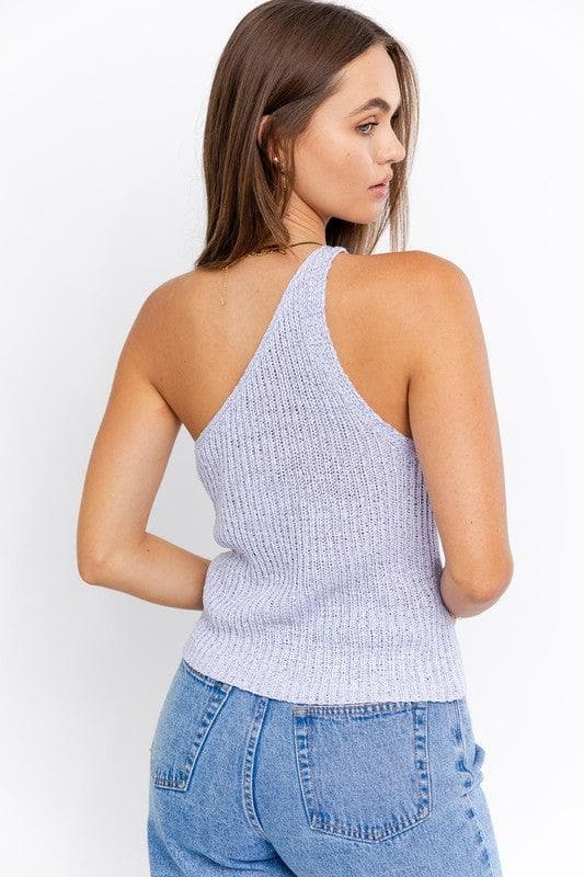 Le LIS One Shoulder Tape Yarn Knit Top - SwagglyLife Home & Fashion