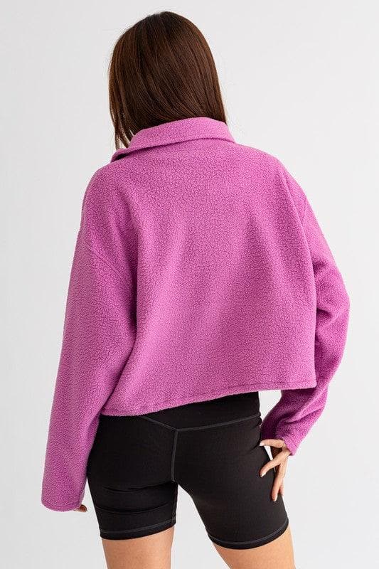 LE LIS Pocket Detail Boxy Fleece Pullover Sweater - SwagglyLife Home & Fashion