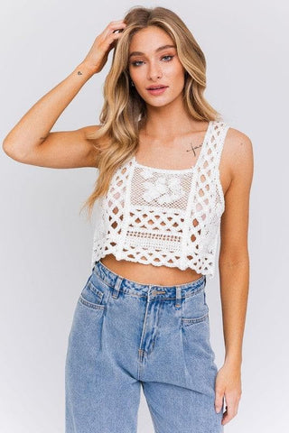 LE LIS Sleeveless Crochet Top - SwagglyLife Home & Fashion