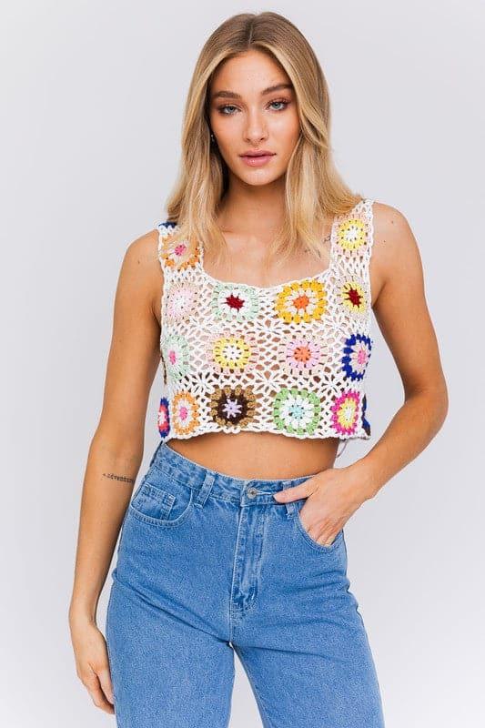 LE LIS Sleeveless Multi Crochet Top - SwagglyLife Home & Fashion