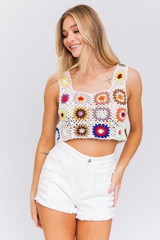 LE LIS Sleeveless Multi Crochet Top - SwagglyLife Home & Fashion