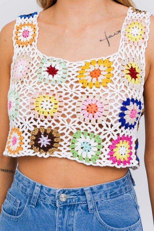 LE LIS Sleeveless Multi Crochet Top - SwagglyLife Home & Fashion