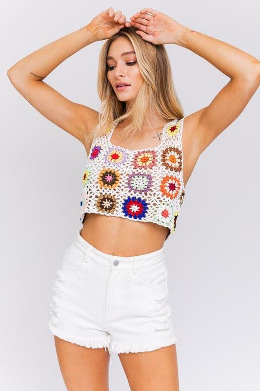 LE LIS Sleeveless Multi Crochet Top - SwagglyLife Home & Fashion