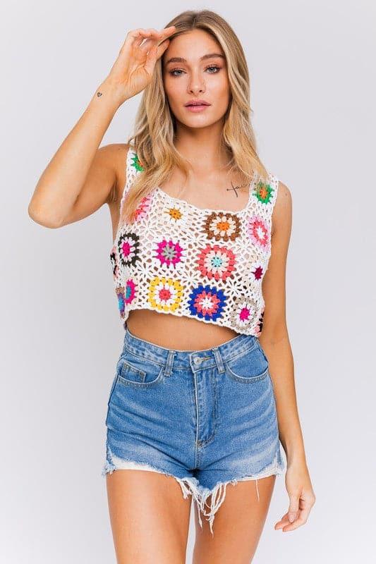 LE LIS Sleeveless Multi Crochet Top - SwagglyLife Home & Fashion