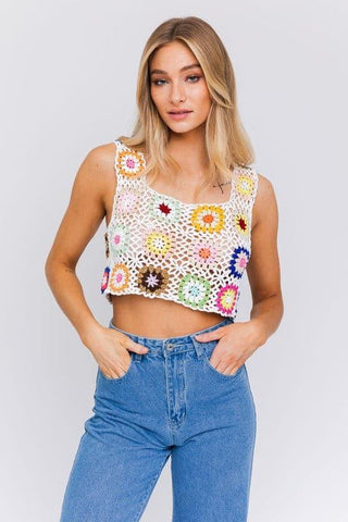 LE LIS Sleeveless Multi Crochet Top - SwagglyLife Home & Fashion