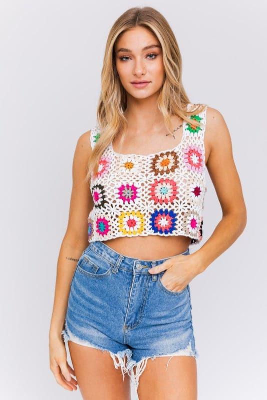 LE LIS Sleeveless Multi Crochet Top - SwagglyLife Home & Fashion