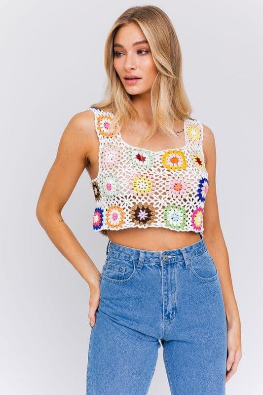 LE LIS Sleeveless Multi Crochet Top - SwagglyLife Home & Fashion