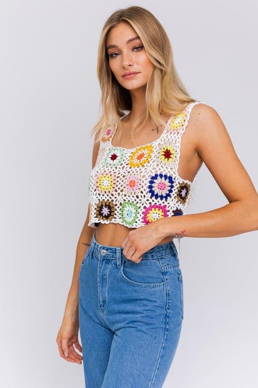 LE LIS Sleeveless Multi Crochet Top - SwagglyLife Home & Fashion