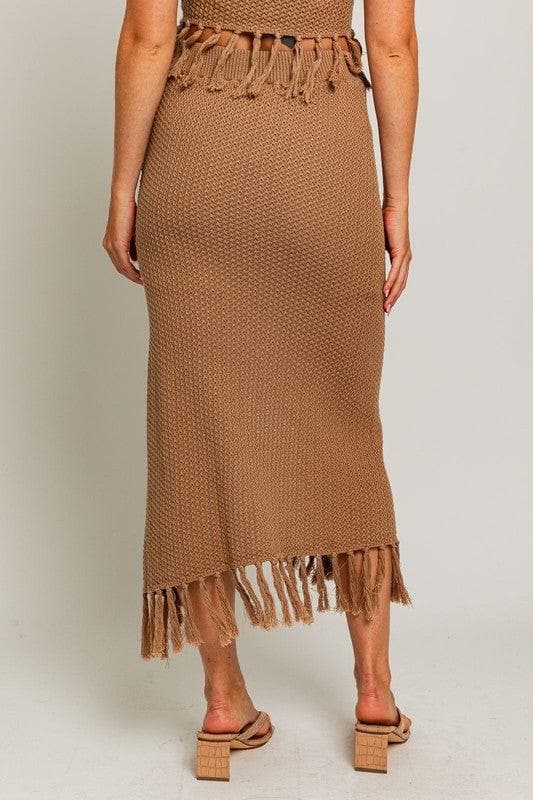 LE LIS Tassel Detail Sweater Midi Skirt - SwagglyLife Home & Fashion