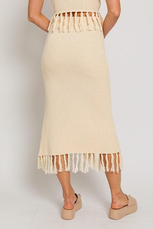 LE LIS Tassel Detail Sweater Midi Skirt - SwagglyLife Home & Fashion