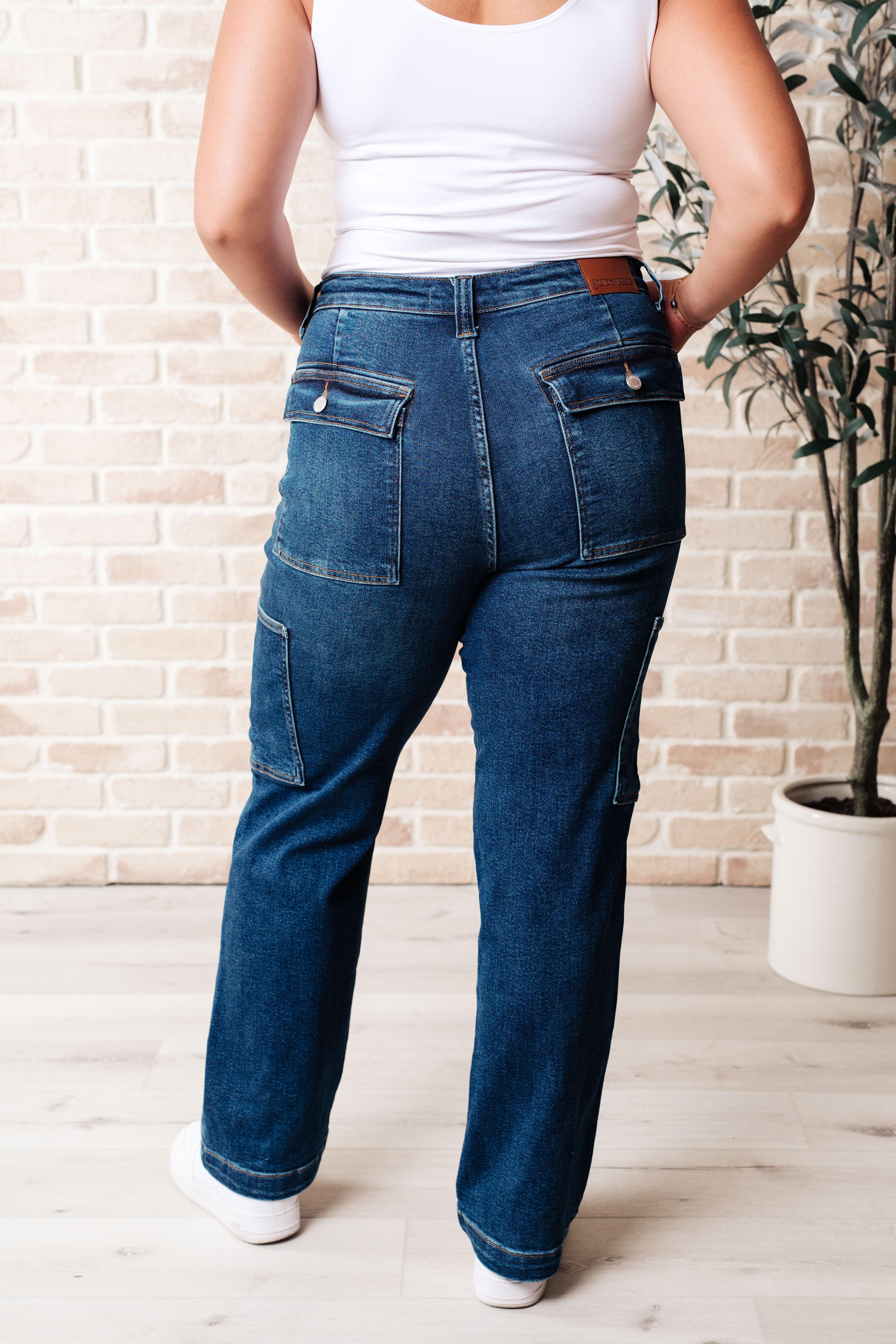 Leila High Rise Cargo Straight Jeans - SwagglyLife Home & Fashion