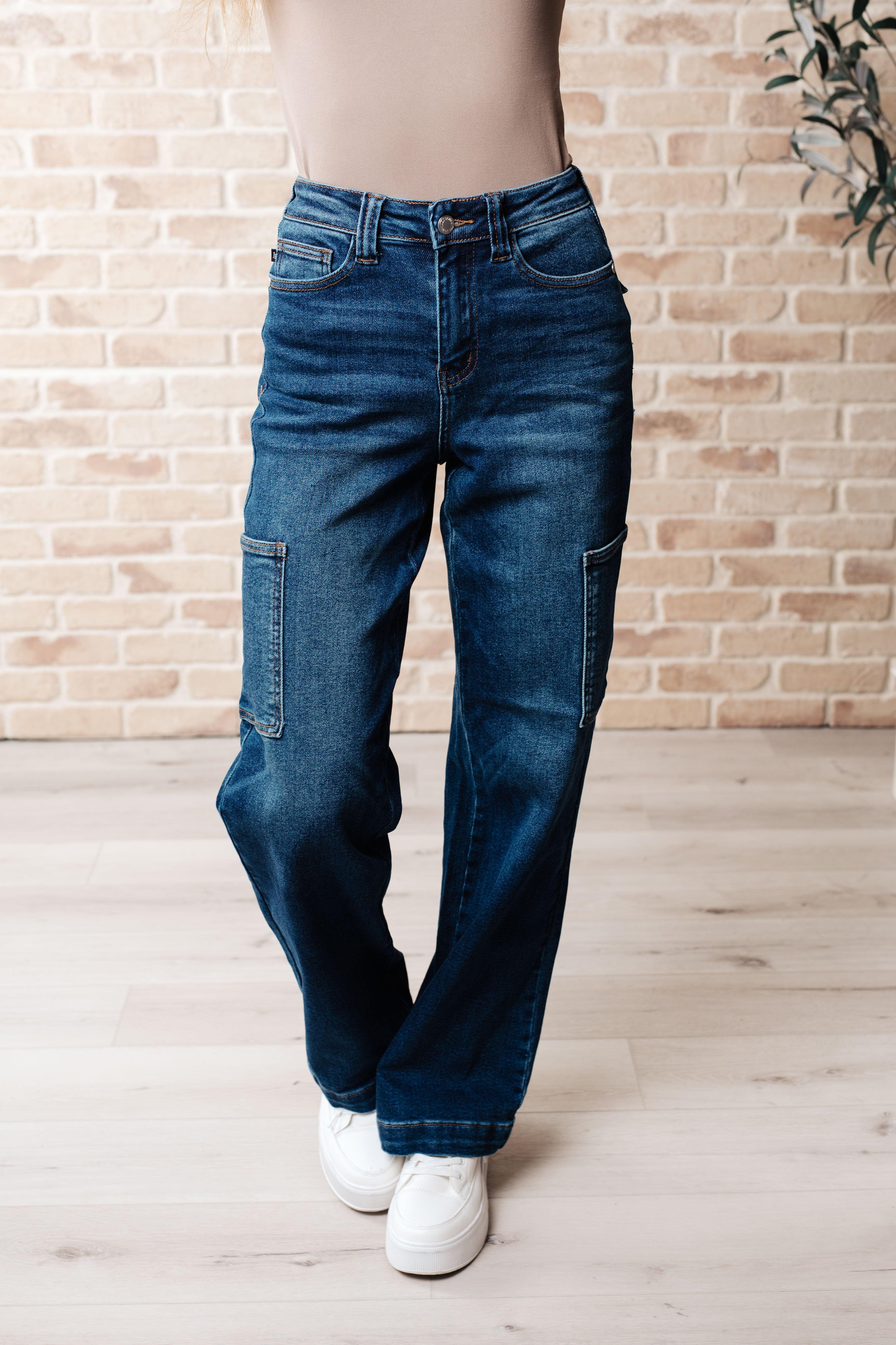 Leila High Rise Cargo Straight Jeans - SwagglyLife Home & Fashion