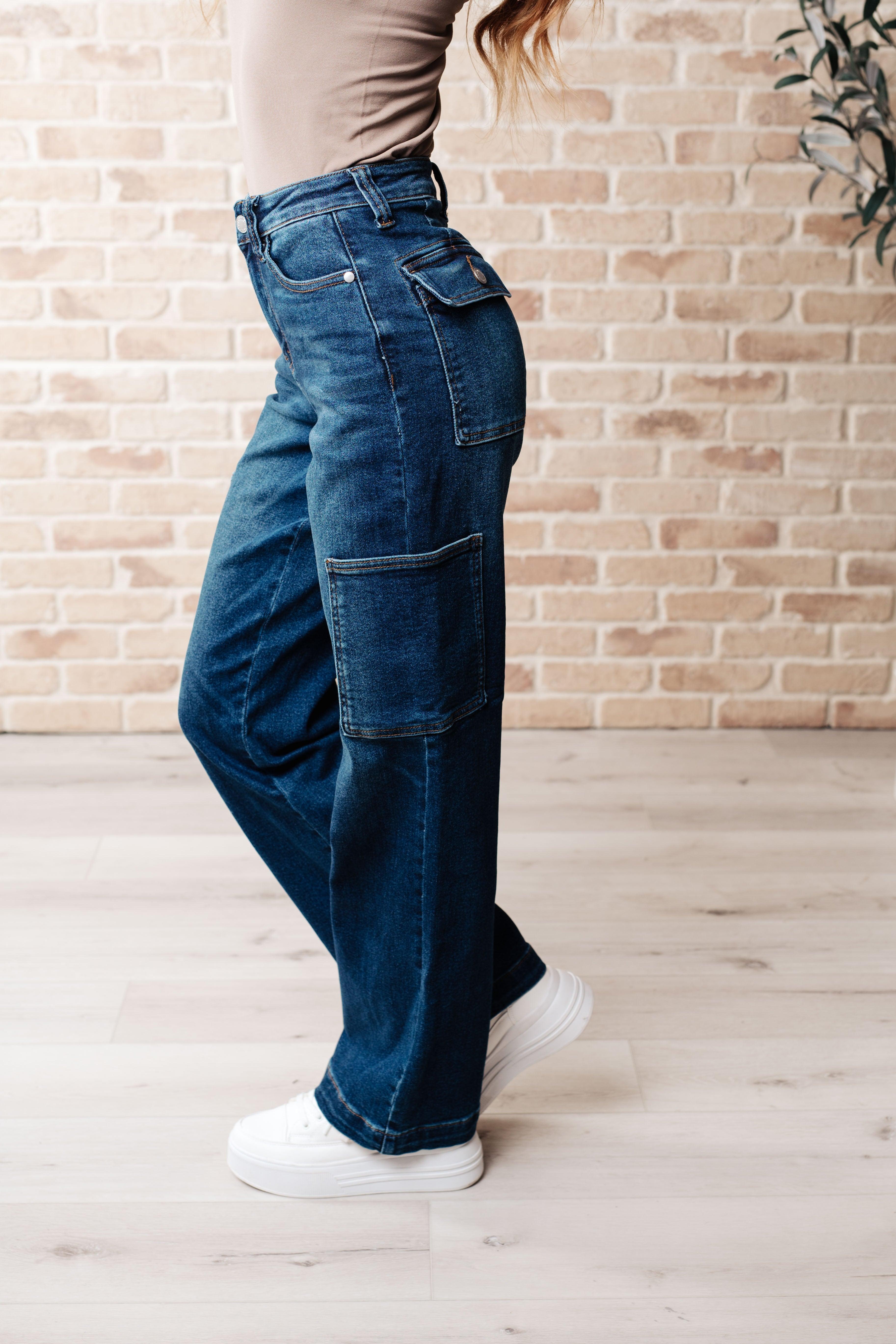 Leila High Rise Cargo Straight Jeans - SwagglyLife Home & Fashion