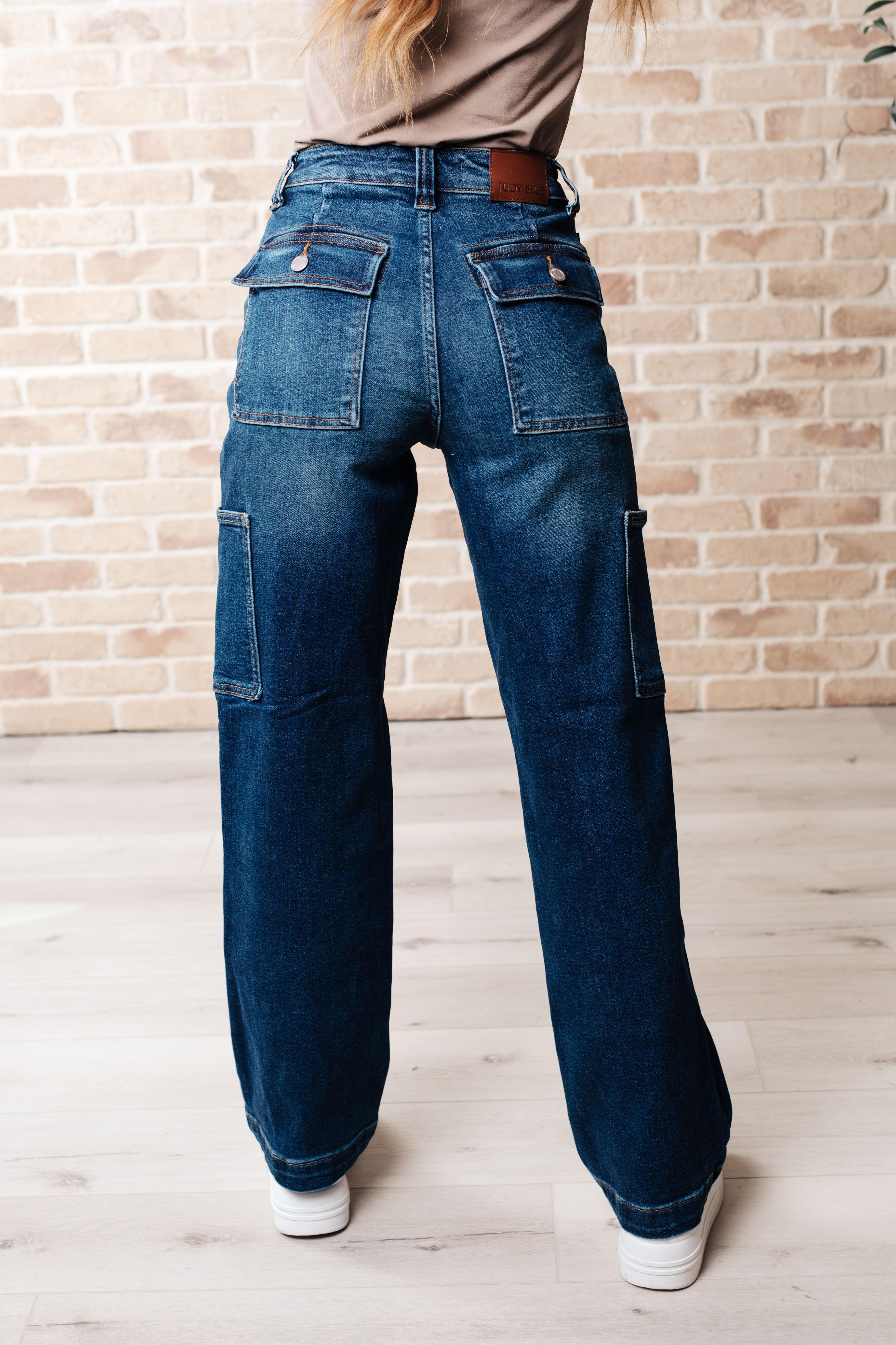 Leila High Rise Cargo Straight Jeans - SwagglyLife Home & Fashion