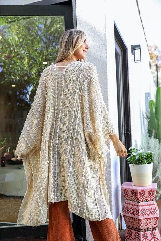 Leto Accessories Embroidered Zig Zag Soft Kimono - SwagglyLife Home & Fashion