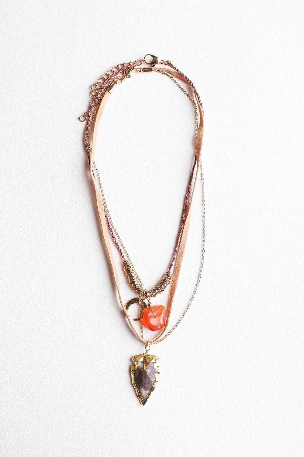 Leto Carnelian & Brown Agate Suede Necklace - SwagglyLife Home & Fashion