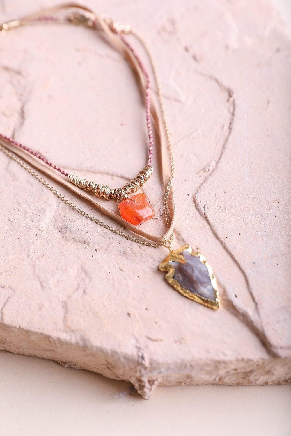 Leto Carnelian & Brown Agate Suede Necklace - SwagglyLife Home & Fashion