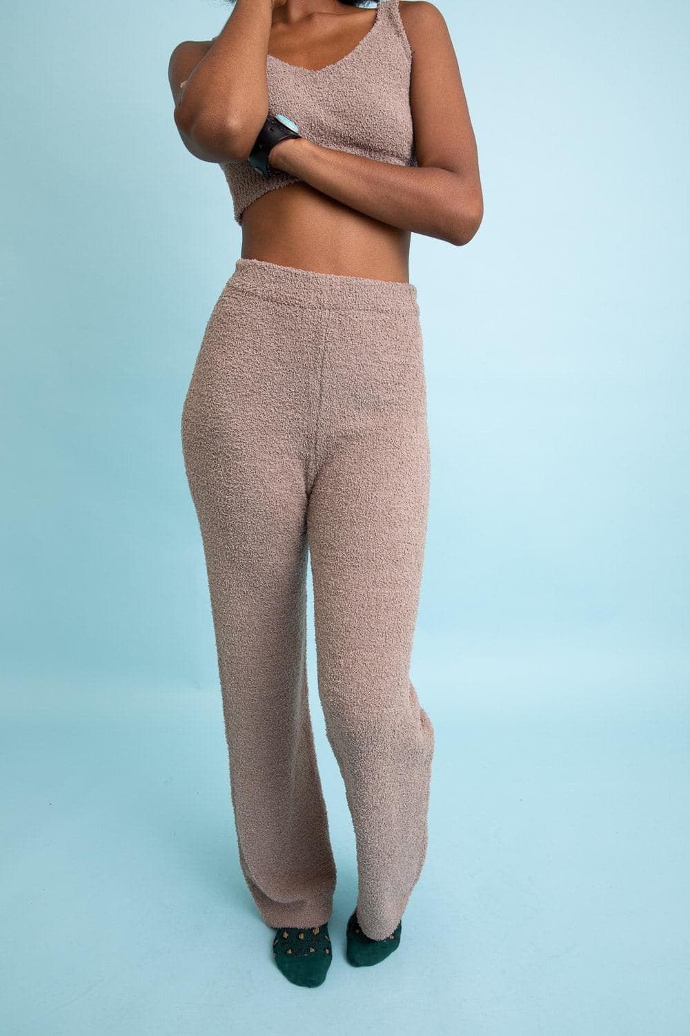 Leto Collection Cozy Boucle Lounge Pants - SwagglyLife Home & Fashion