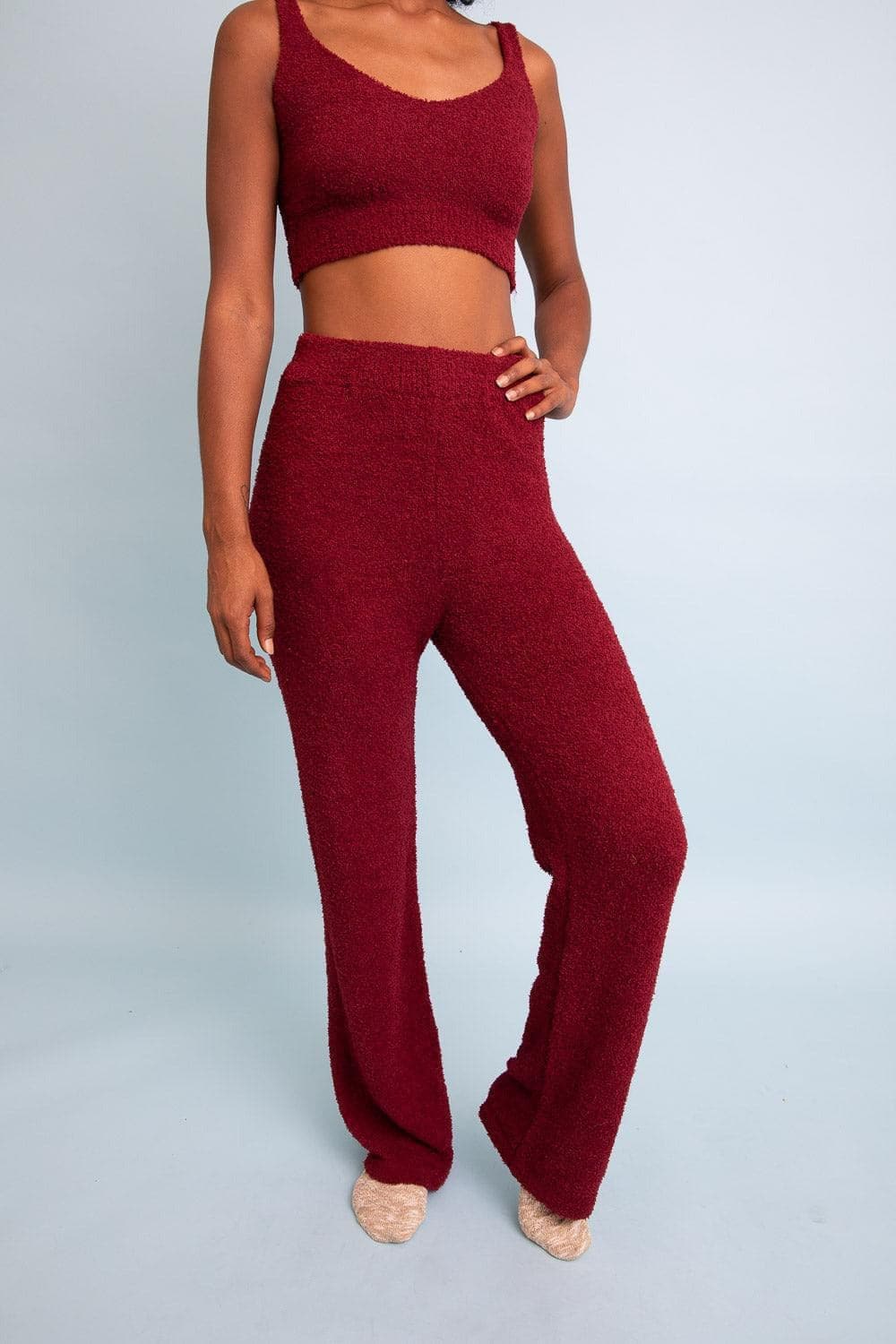 Leto Collection Cozy Boucle Lounge Pants - SwagglyLife Home & Fashion