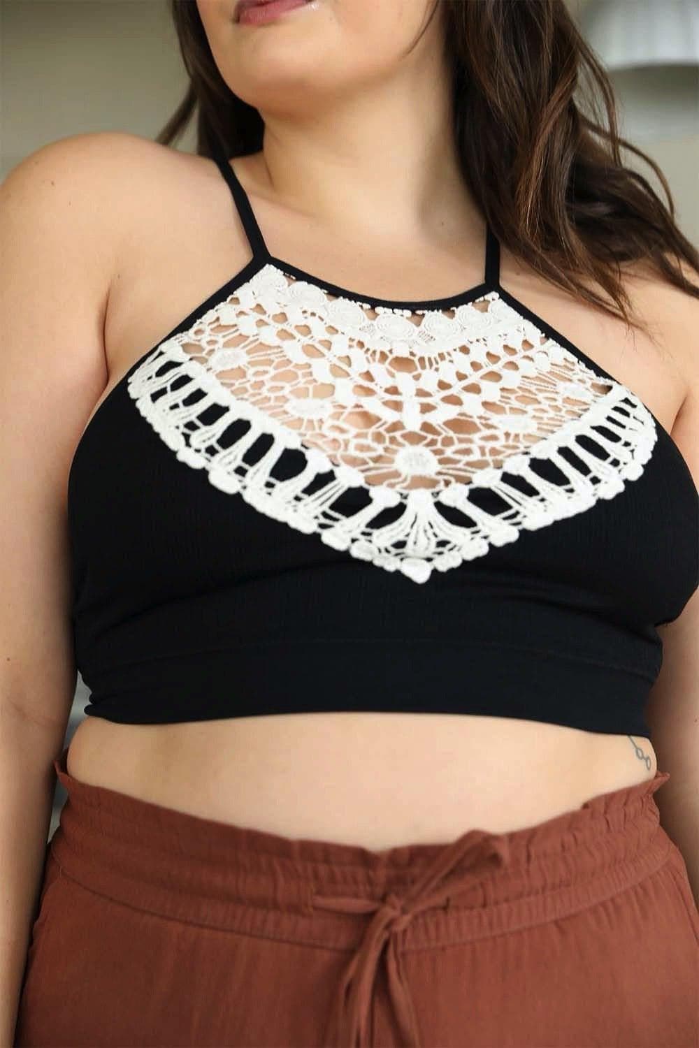 Leto Collection Crochet Lace High Neck Bralette - SwagglyLife Home & Fashion