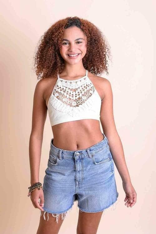 Leto Collection Crochet Lace High Neck Bralette - SwagglyLife Home & Fashion