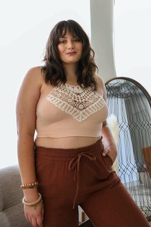 Leto Collection Crochet Lace High Neck Bralette - SwagglyLife Home & Fashion