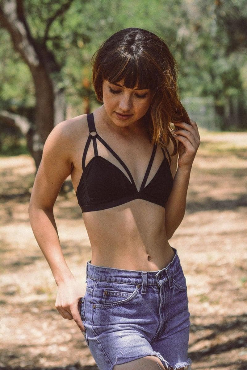 Leto Collection Cut Out Strappy Bralette - SwagglyLife Home & Fashion