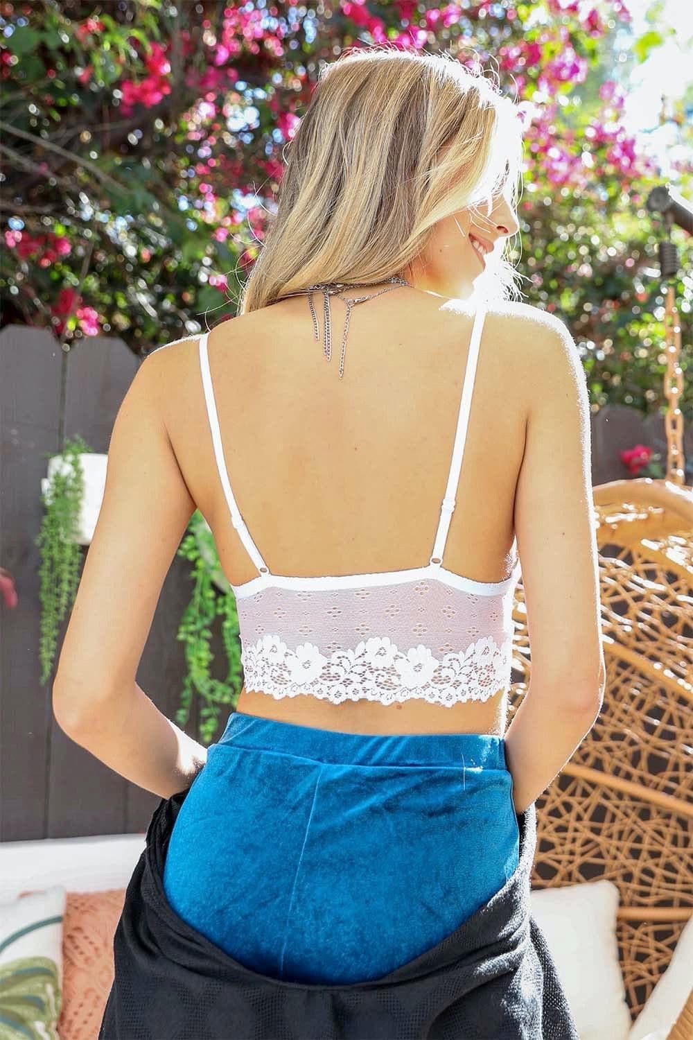 Leto Collection Floral Lace Strappy Front Bralette - SwagglyLife Home & Fashion