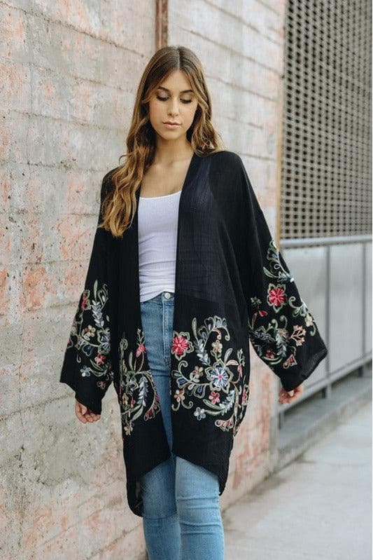 Leto Collection Long Floral Kimono Cardigan - SwagglyLife Home & Fashion