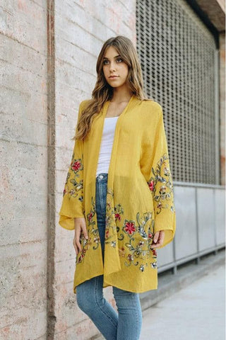 Leto Collection Long Floral Kimono Cardigan - SwagglyLife Home & Fashion