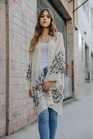 Leto Collection Long Floral Kimono Cardigan - SwagglyLife Home & Fashion