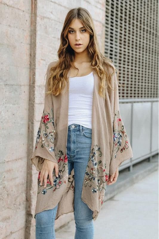 Leto Collection Long Floral Kimono Cardigan - SwagglyLife Home & Fashion