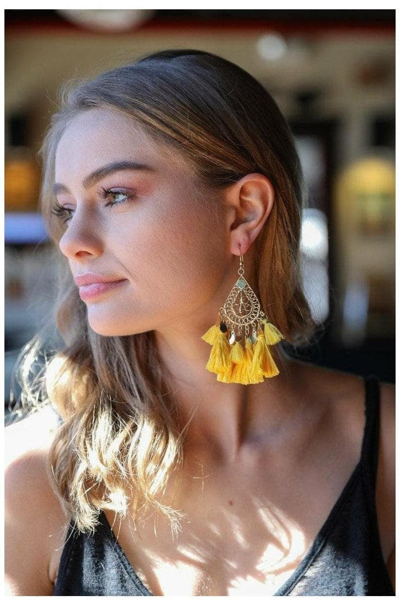 Leto Filigree Raffia Tassel Earrings - SwagglyLife Home & Fashion