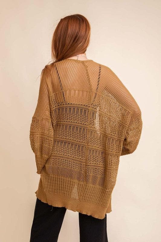 LETO Knit Netted Cardigan - SwagglyLife Home & Fashion