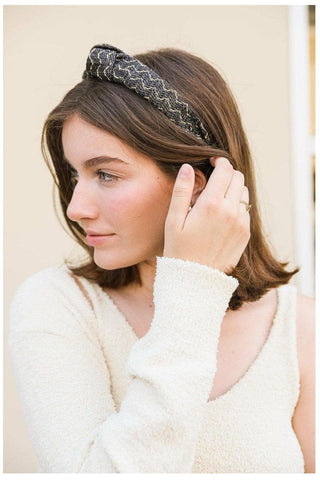 Leto Lurex Basket woven Top Knot Headband - SwagglyLife Home & Fashion