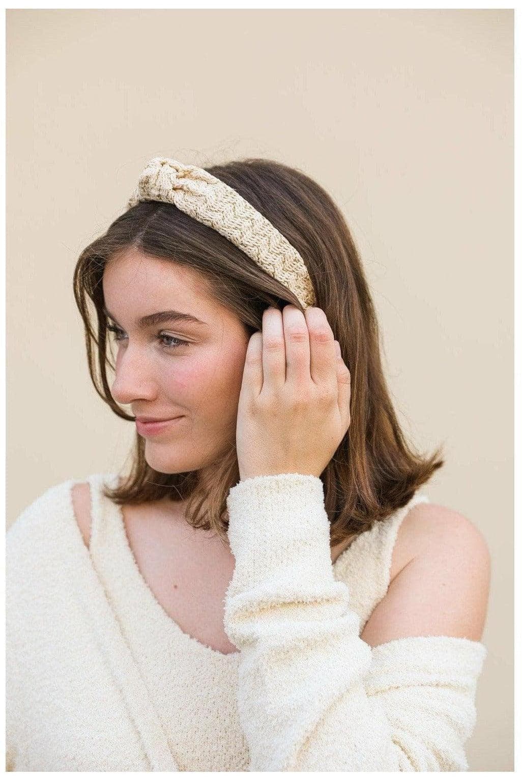 Leto Lurex Basket woven Top Knot Headband - SwagglyLife Home & Fashion