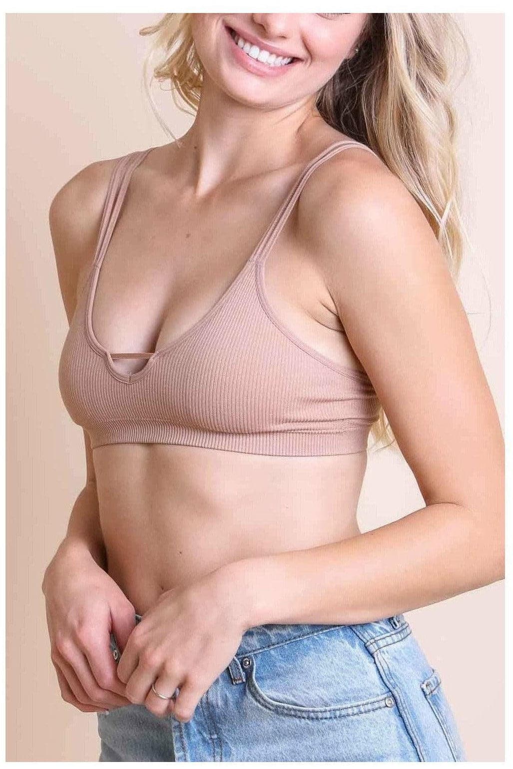 Leto Ribbed Keyhole Bralette - SwagglyLife Home & Fashion