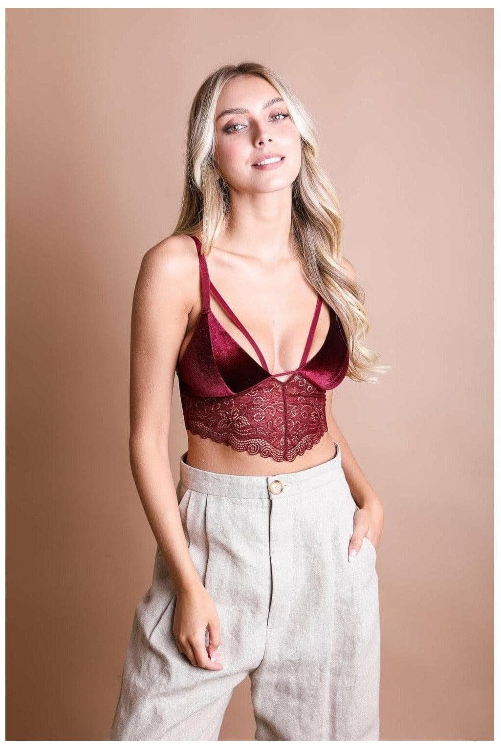 Leto Velvet Lace Bralette - SwagglyLife Home & Fashion