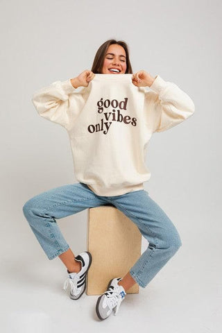 Letter Embroidery Oversized Sweatshirt - SwagglyLife Home & Fashion