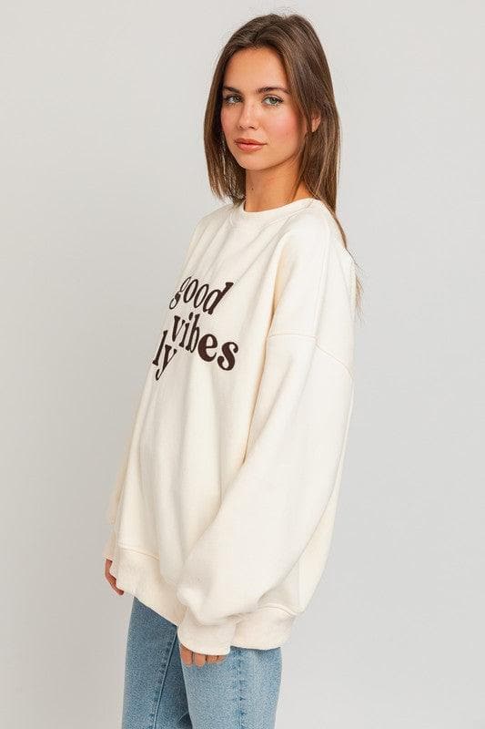 Letter Embroidery Oversized Sweatshirt - SwagglyLife Home & Fashion