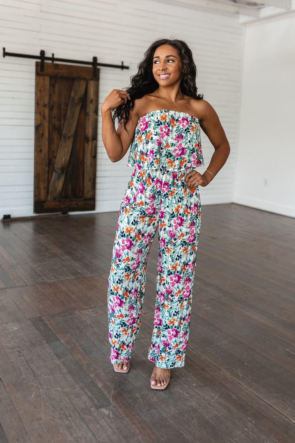 Life of the Party Floral Jumpsuit in Green - SwagglyLife Home & Fashion