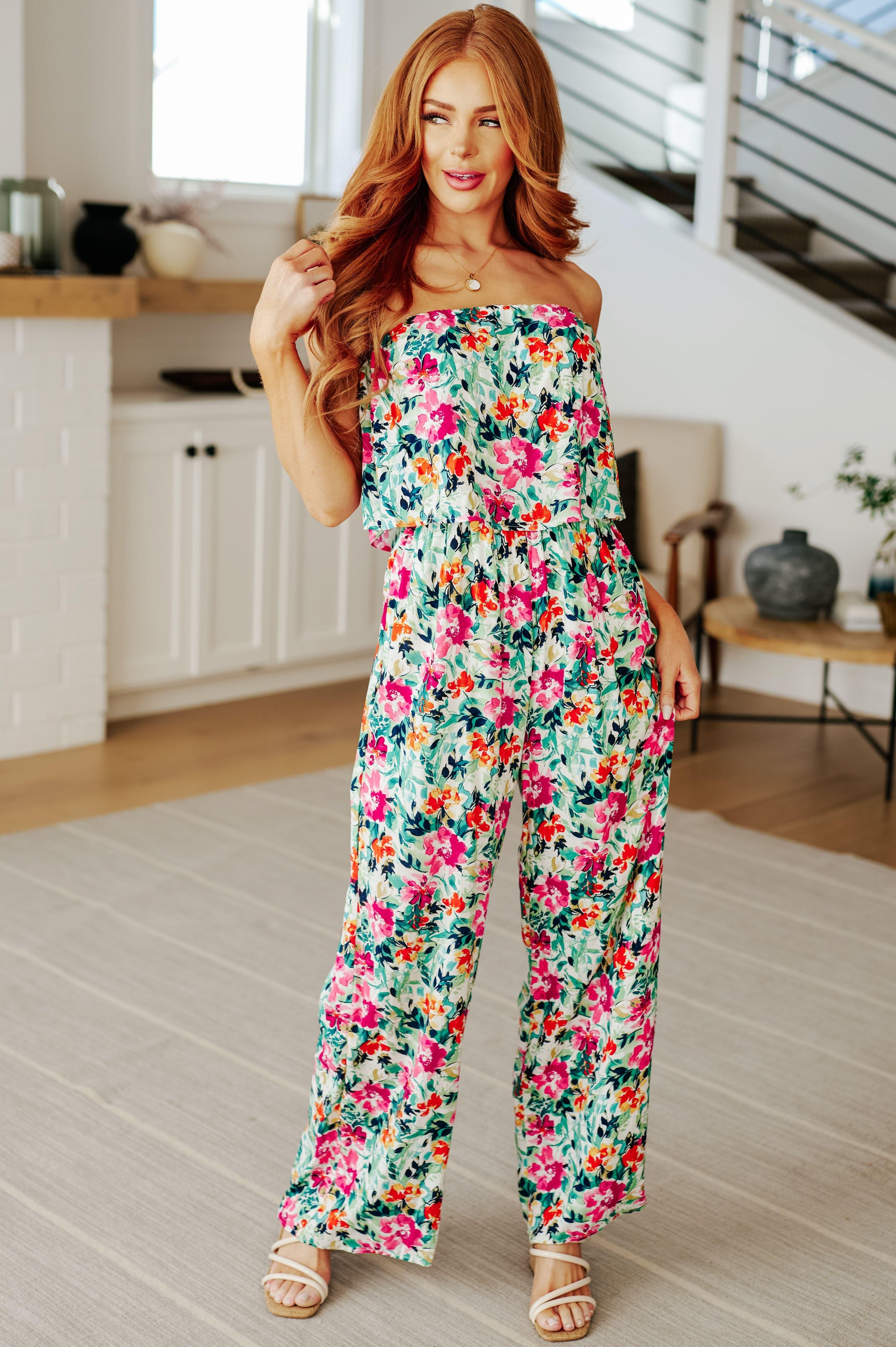 Life of the Party Floral Jumpsuit in Green - SwagglyLife Home & Fashion